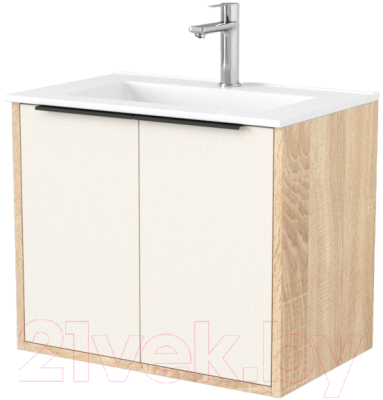 Тумба под умывальник Дабер 018 60 / Т18.6.0.18Ч (бежевый/дуб бардолино/ручка черная) - фото