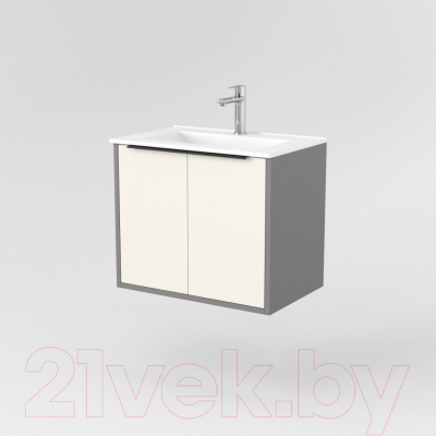 Тумба под умывальник Дабер 018 60 / Т18.6.0.19Ч (бежевый/серый/ручка черная)