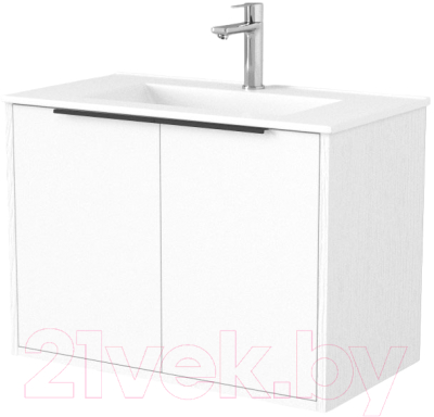 Тумба под умывальник Дабер 018 70 / Т18.7.0.5Ч (белый древесный/ручка черная) - фото