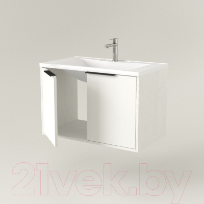 Тумба под умывальник Дабер 018 70 / Т18.7.0.5Ч (белый древесный/ручка черная)