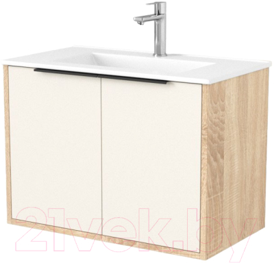 Тумба под умывальник Дабер 018 70 / Т18.7.0.18Ч (бежевый/дуб бардолино/ручка черная) - фото