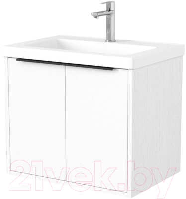 Тумба под умывальник Дабер 018 Тобага/Эридан/Артвин 60 / Т18.6Т.0.5Ч (белый древесный/ручка черная) - фото