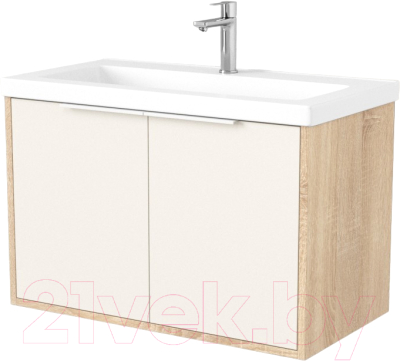 Тумба под умывальник Дабер 018 Тобага/Эридан 80 / Т18.8Т.0.18Б (бежевый/дуб бардолино/ручка белая) - фото