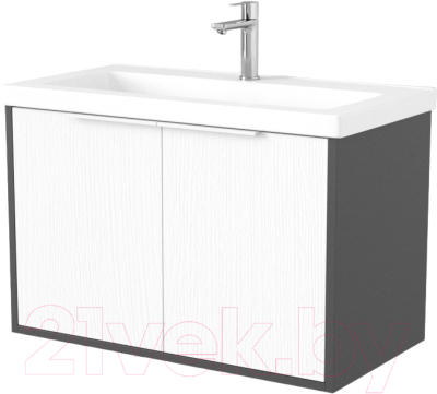 Тумба под умывальник Дабер 018 Тобага/Эридан 80 / Т18.8Т.0.20Б (белый древесный/серый/ручка белая) - фото