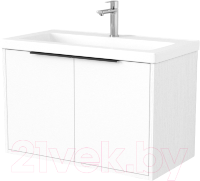 Тумба под умывальник Дабер 018 Тобага/Эридан 80 / Т18.8Т.0.5Ч (белый древесный/ручка черная) - фото