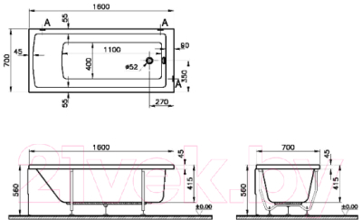 Ванна акриловая VitrA Neon 160x70 / 52520001000