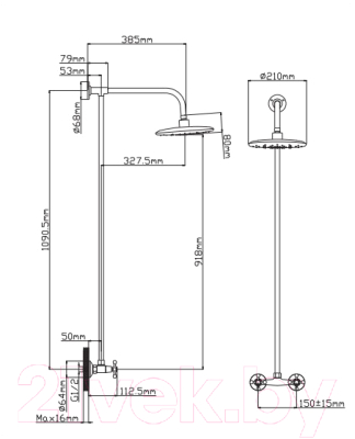 Душевая система со смесителем Diadonna D334-65