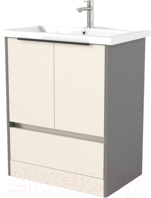 Тумба под умывальник Дабер 017 Cersanit Como 70 / Т17.7С.0.19Ч (бежевый/серый/ручка черная) - фото
