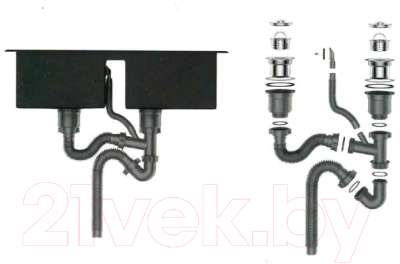 Мойка кухонная Wisent W36050В+W02B+WW405B