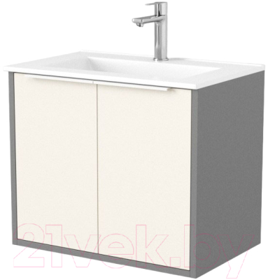 Тумба под умывальник Дабер 018 WeltWasser Deilbach 7517-60 / Т18.6W.0.19Б (бежевый/серый/ручка белая) - фото