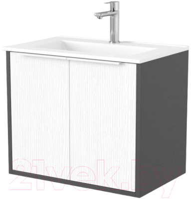 Тумба под умывальник Дабер 018 WeltWasser Deilbach 7517-60 / Т18.6W.0.20Б (белый древесный/серый/ручка белая) - фото