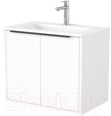 Тумба под умывальник Дабер 018 WeltWasser Deilbach 7517-60 / Т18.6W.0.5Ч (белый древесный/ручка черная) - фото