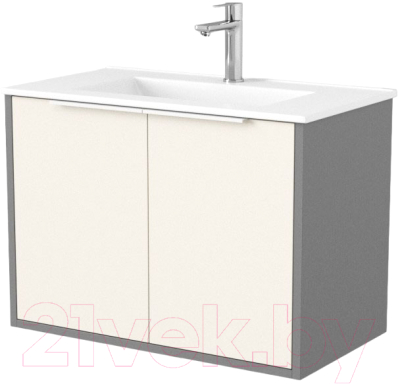 Тумба под умывальник Дабер 018 WeltWasser Deilbach 7517-70 / Т18.7W.0.19Б (бежевый/серый/ручка белая) - фото