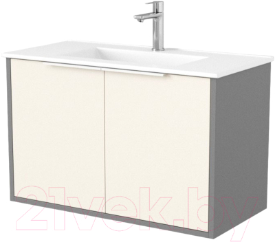 Тумба под умывальник Дабер 018 WeltWasser Deilbach 7517-80 / Т18.8W.0.19Б (бежевый/серый/ручка белая) - фото