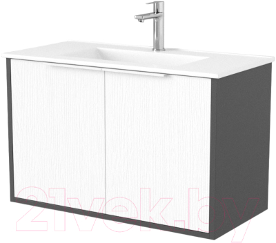 Тумба под умывальник Дабер 018 WeltWasser Deilbach 7517-80 / Т18.8W.0.20Б (белый древесный/серый/ручка белая) - фото