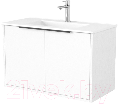 Тумба под умывальник Дабер 018 WeltWasser Deilbach 7517-80 / Т18.8W.0.5Ч (белый древесный/ручка черная) - фото