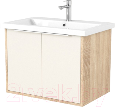 Тумба под умывальник Дабер 018 Cersanit Como 70 / Т18.7С.0.18Б (бежевый/дуб бардолино/ручка белая) - фото