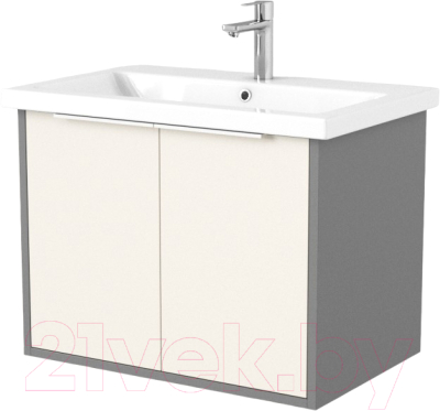 Тумба под умывальник Дабер 018 Cersanit Como 70 / Т18.7С.0.19Б (бежевый/серый/ручка белая) - фото