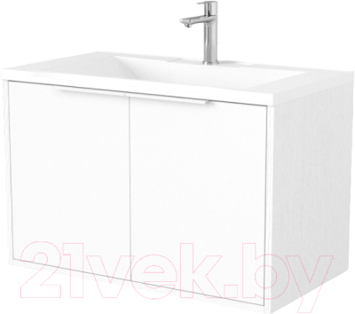 Тумба под умывальник Дабер 018 Andrea Elen 80 / Т18.8А.0.5Б (белый древесный/ручка белая) - фото