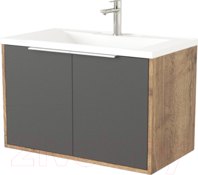 Тумба под умывальник Дабер 018 Andrea Elen 80 / Т18.8А.0.22Б (дуб галифакс/серый/ручка белая) - фото