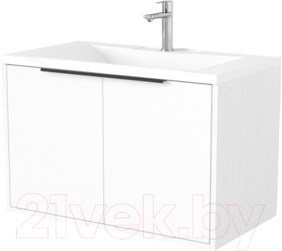 Тумба под умывальник Дабер 018 Andrea Elen 80 / Т18.8А.0.5Ч (белый древесный/ручка черная) - фото