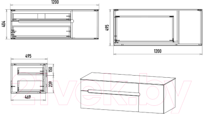 Тумба под умывальник Misty Роял 120 / П-Роя-01120-011П2Я (подвесная, белый)