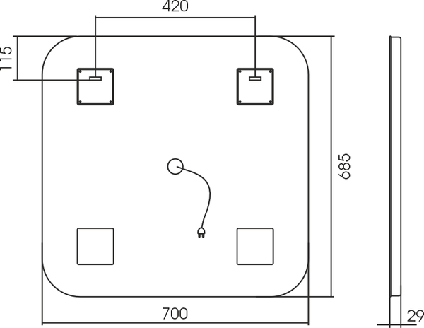 Зеркало Silver Mirrors Stiv Lite 70x68.5 / LED-00002575