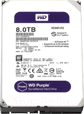 Жесткий диск Western Digital Purple 8TB (WD84EJRX) - фото