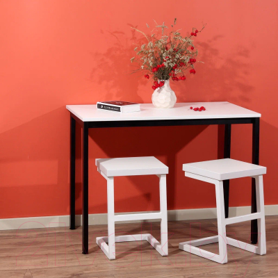 Обеденный стол Millwood Сеул Л 130x80x75 (белый/металл черный)