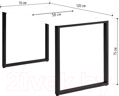 Геймерский стол Millwood Лофт Гонконг ДТ-3 120x70x75 (белый/металл черный)