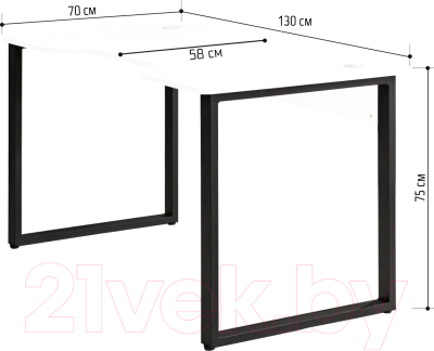 Геймерский стол Millwood Лофт Гонконг ДТ-3 130x70x75 (белый/металл черный)