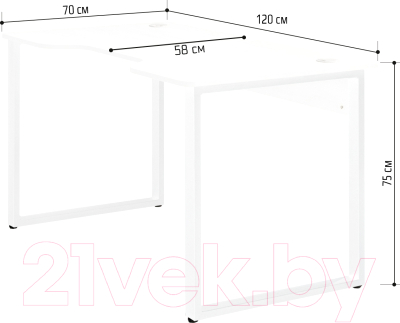 Геймерский стол Millwood Лофт Гонконг ДТ-3 130x70x75 (белый/металл белый)