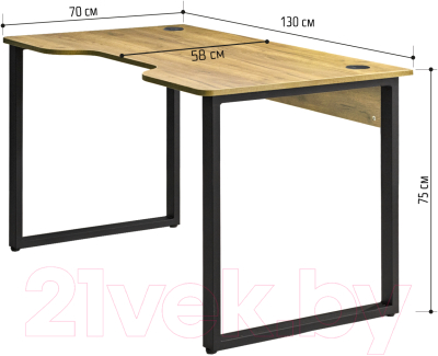 Геймерский стол Millwood Лофт Гонконг ДТ-3 130x70x75 (дуб золотой Craft/металл черный)