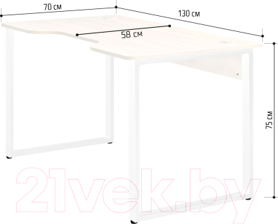 Геймерский стол Millwood Лофт Гонконг ДТ-3 130x70x75 (дуб белый Craft/металл белый)