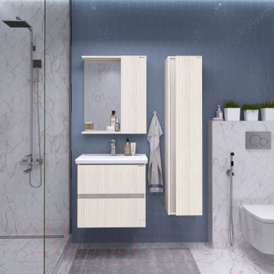 Шкаф с зеркалом для ванной Grossman Юнит 60 / 206011 (кадена лайт)