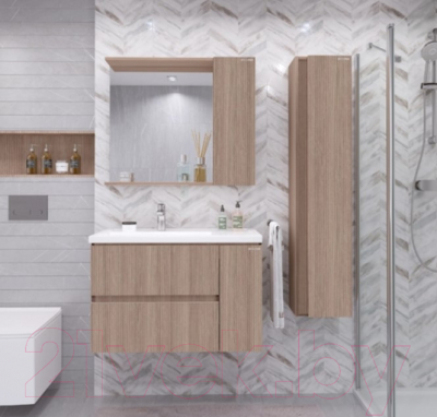 Шкаф с зеркалом для ванной Grossman Юнит 80 / 208011 (кадена вуд)