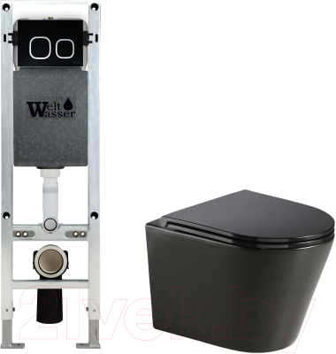 Унитаз подвесной с инсталляцией WeltWasser Amberg 350 ST + Salzbach 043 MT-BL + Amberg RD-BL - фото