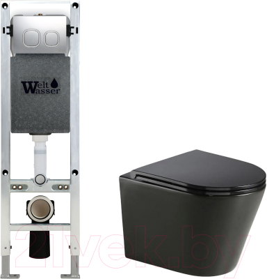 Унитаз подвесной с инсталляцией WeltWasser Amberg 350 ST + Salzbach 043 MT-BL + Amberg RD-MT CR - фото