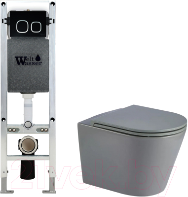 Унитаз подвесной с инсталляцией WeltWasser Amberg 350 ST + Salzbach 043 MT-GR + Amberg RD-BL - фото