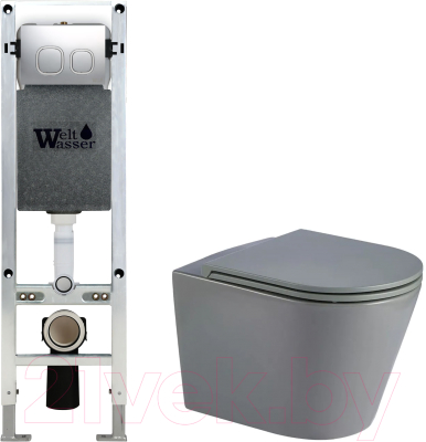 Унитаз подвесной с инсталляцией WeltWasser Amberg 350 ST + Salzbach 043 MT-GR + Amberg RD-MT CR - фото