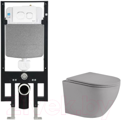 Унитаз подвесной с инсталляцией WeltWasser Amberg 497 + Merzbach 043 MT-GR + Amberg RD-WT - фото