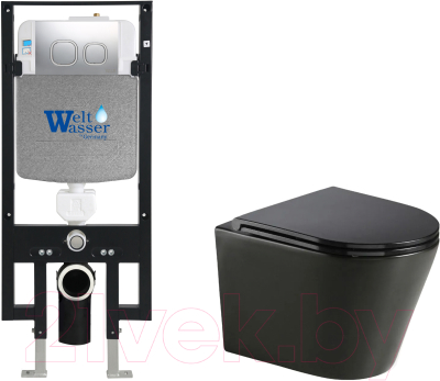 Унитаз подвесной с инсталляцией WeltWasser Amberg 497 + Salzbach 043 MT-BL + Amberg RD-MT CR - фото