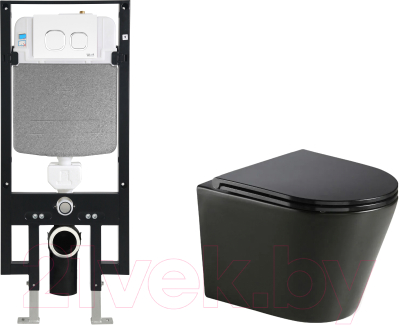 Унитаз подвесной с инсталляцией WeltWasser Amberg 497 + Salzbach 043 MT-BL + Amberg RD-WT - фото