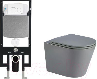 Унитаз подвесной с инсталляцией WeltWasser Amberg 497 + Salzbach 043 MT-GR + Amberg RD-WT - фото