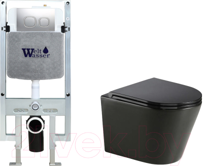 Унитаз подвесной с инсталляцией WeltWasser Amberg 497 ST + Salzbach 043 MT-BL + Amberg RD-MT CR - фото