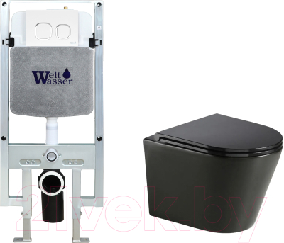 Унитаз подвесной с инсталляцией WeltWasser Amberg 497 ST + Salzbach 043 MT-BL + Amberg RD-WT - фото