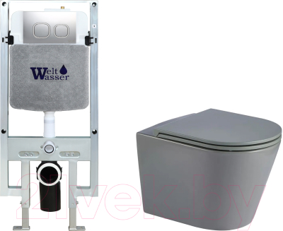 Унитаз подвесной с инсталляцией WeltWasser Amberg 497 ST + Salzbach 043 MT-GR + Amberg RD-MT CR - фото