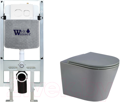 Унитаз подвесной с инсталляцией WeltWasser Amberg 497 ST + Salzbach 043 MT-GR + Amberg RD-WT - фото