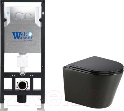 Унитаз подвесной с инсталляцией WeltWasser Amberg 506 + Salzbach 043 MT-BL + Amberg RD-MT CR - фото