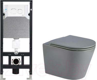 Унитаз подвесной с инсталляцией WeltWasser Amberg 506 + Salzbach 043 MT-GR + Amberg RD-WT - фото